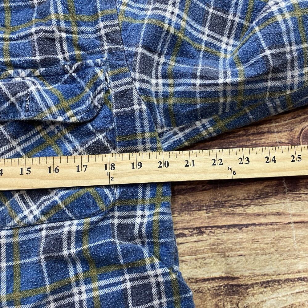 Grit Iron Workwear M Button Up Sherpa Lined Flannel Hooded Jacket Blue - Picture 7 of 8